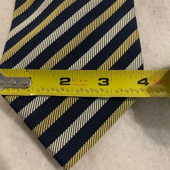Santoni Blue and Yellow Striped Tie - Picture 4 of 4